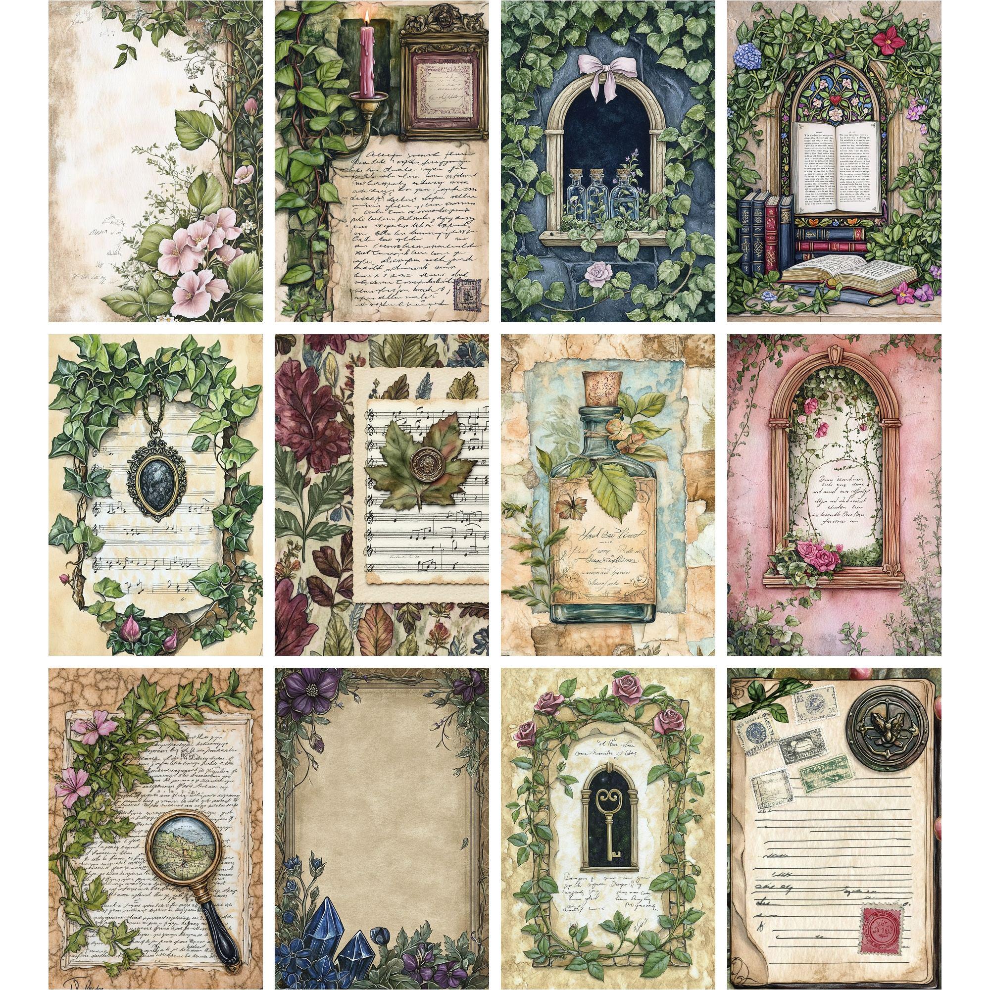 210 Secret Garden Junk Journal Kit, Vintage Scrapbook Printable, Floral ...