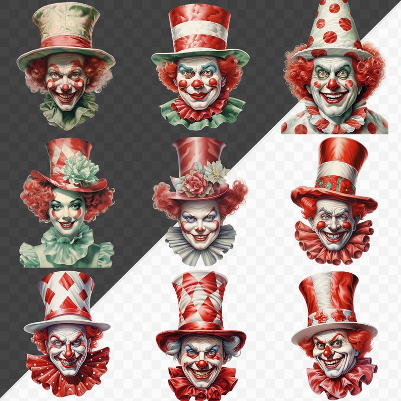 png-vintage-clown-clipart-bundle-victorian-clown-antique-circus-png