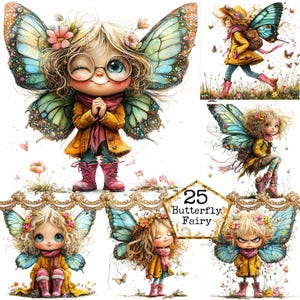 Pacote de clipart de borboleta pequena aquarela JPEG, clipart de volta às aulas, download instantâneo, artesanato em papel, diário de sucata, scrapbooking