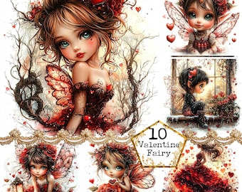 JPEG Valentine Fairy Clipart Bundle Instant Download valentines Cute Fairy Spring Clipart Commercial Paper Crafts Junk Journal Scrapbooking