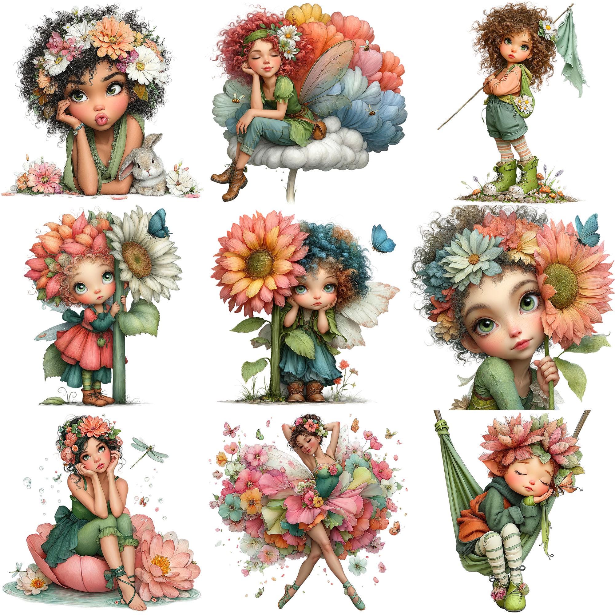 Garden Fairy - Watercolor Clipart Bundle PNG + JPEG Format Paper Crafts ...