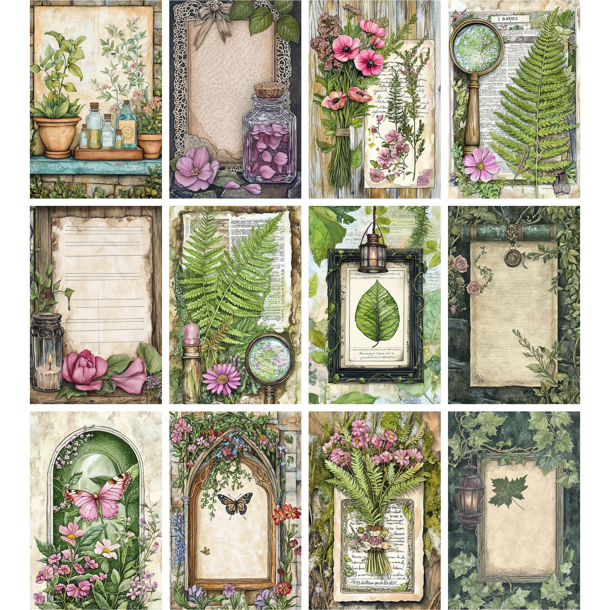 140 Botanical Herbs - Junk Journal Pages, Scrapbook Paper Kit, Antique ...