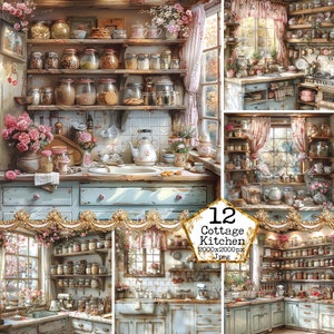JPG Shabby Chic Rustic Kitchen Clipart Bundle High Quality Watercolor JPGs Grandma&#39;s Instant Download Paper Crafts Junk Journal Scrapbooking