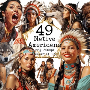 PNG Grandi indiani americani Clipart Bundle Nativi americani Clipart PNG Bundle Fashion Girl Historical Clipart Vintage Clipart Junk Journal