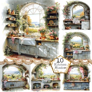 JPEG Shabby Chic Rustic Blue Kitchen Clipart Bundle High Quality Watercolor JPGs Instant Download Paper Crafts Junk Journal Scrapbooking