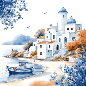 a watercolor painting of a boat on a beach