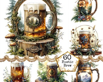 JPEG Watercolor Vintage Rustic Beer Clipart Beer Brew Clipart Glass Clipart Drink Instant Download Paper Crafts Junk Journal Scrapbooking
