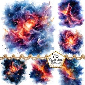 JPEG aquarel hemelse nevel clipart bundel Galaxy clipart sky clipart Stardust instant download papier ambachten ongewenste dagboek scrapbooking