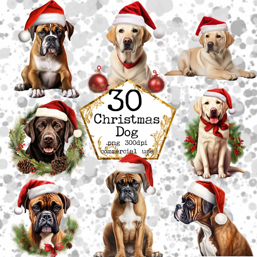 PNG Christmas Dog Clipart Bundle PNG Dog With Christmas Hat Clipart ...