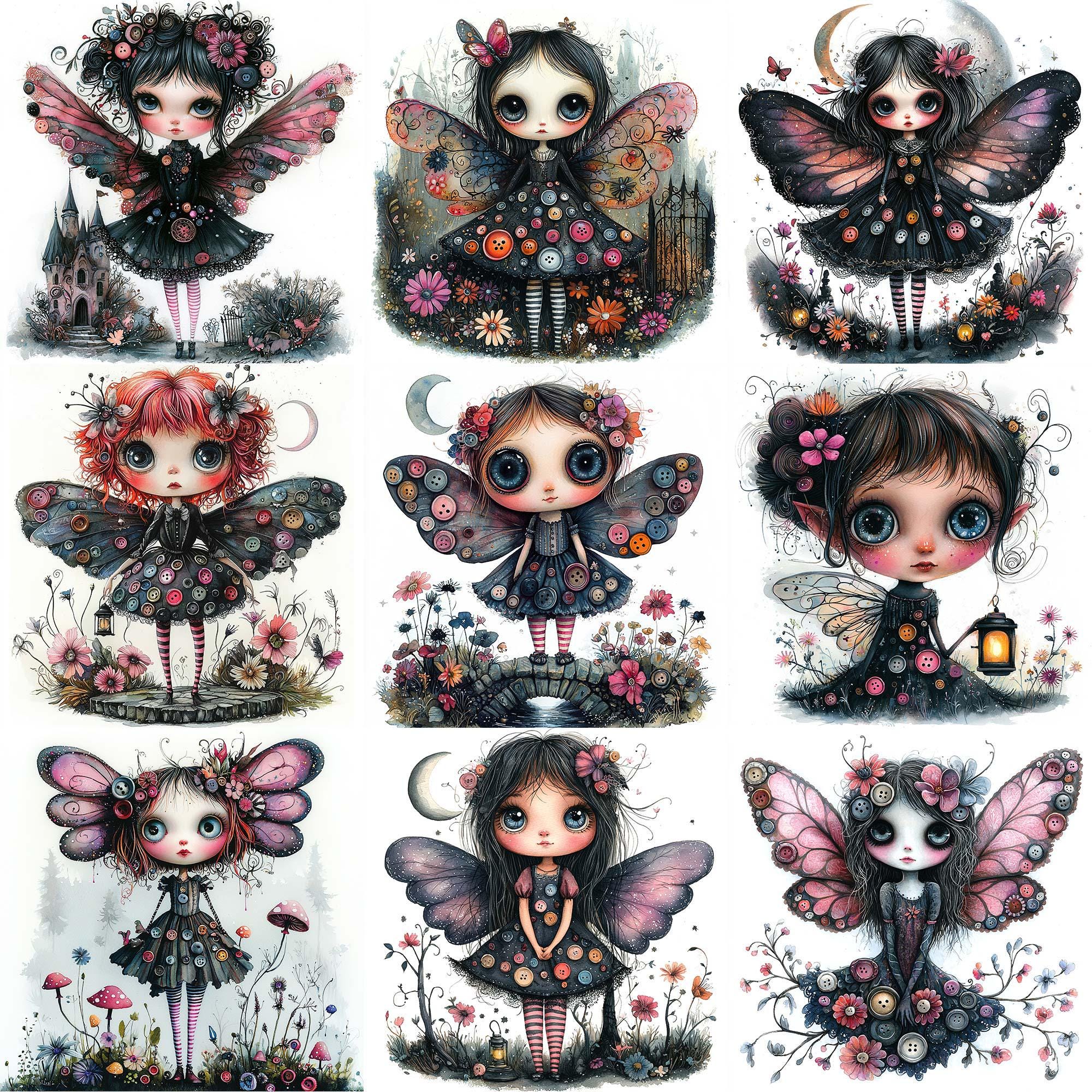 BIG Watercolor Whimsical Gothic Fairy Clipart Bundle JPEG Gothic ...