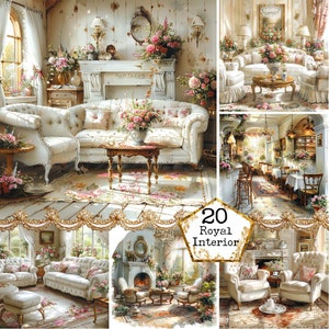 JPEG Shabby Chic Maria Antonietta Camera Sfondi digitali Bundle JPEG Download istantaneo Artigianato di carta Junk Journal Scrapbooking