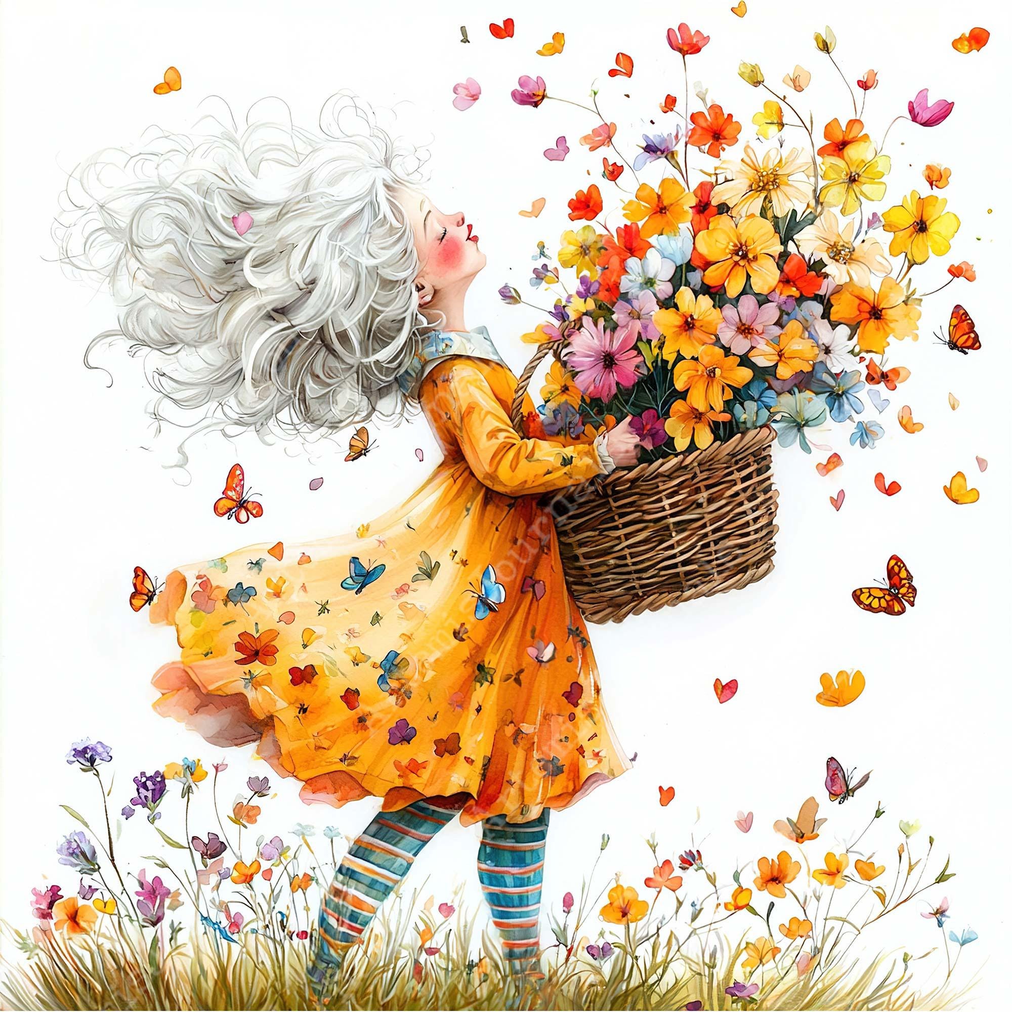 JPEG Watercolor Spring Granny Clipart Bundle Funny Elderly Lady Cute ...