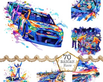 NASCAR race clipartbundel snelle sportwagens Instant Download in PNG- en JPEG-indeling Paper Crafts Junk Journal Scrapbooking Jongensverjaardag
