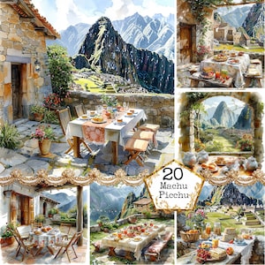 Machu Picchu clipartbundel JPEG landschap clipart Peru View clipart commercieel gebruik Instant Download papier ambachten ongewenste dagboek scrapbooking