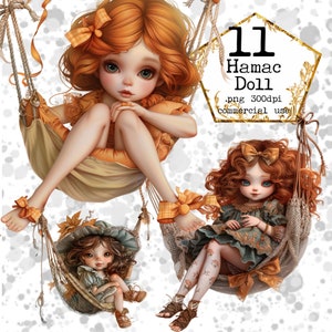 Fashion Doll su Hamac Clipart Bundle Swing PNG Little Girls Clipart Spring Clipart Download immediato Paper Crafts Junk Journal Scrapbooking