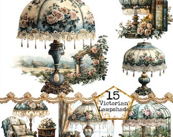 JPEG Watercolor Vintage Lamp Clipart Bundle Vintage Furniture Cozy Corner Clipart Instant Download Paper Crafts Junk Journal Scrapbooking