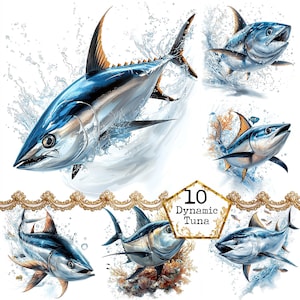 JPEG Tuna Fish Clipart Bundle Tuna Graphics Tuna Illustration Commercial Use Instant Download Paper Crafts Junk Journal Scrapbooking