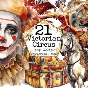 Clipart acquerello circo vintage vittoriano, circo vittoriano, elefante, ginnasta, clown Scrapbook, Junk Journal, Paper Crafts Scrapbooking