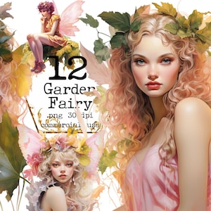 PNG Feengarten Aquarell Clipart Bundle Fee Mädchen Feen Bilder PNG Digital Papier Handwerk Digitaler Planer Papier Handwerk Scrapbooking