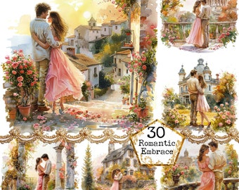 JPG Vintage Couple Clipart Bundle JPEG Instant Download Romantic Clipart Romance Clipart Antique Love Paper Crafts Junk Journal Scrapbooking