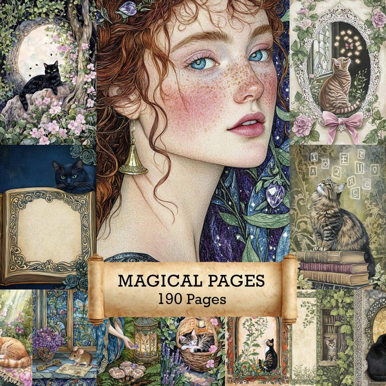 190 Witch - Junk Journal Pages, Witchy Printable Ephemera, Aged Herbal ...