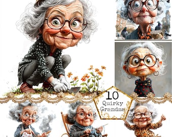 JPG Watercolor Senior Lady Day in a Life of Clipart Bundle Cozy Granny Commercial use Instant Download Paper Craft Junk Journal Scrapbooking