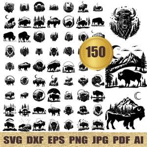 150 Bison svg, dxf, eps, ai, pdf jpg png Bison Svg Bundle Bison Cut Files For Cricut Bison Clipart Bison Silhouette Svg American Buffalo svg