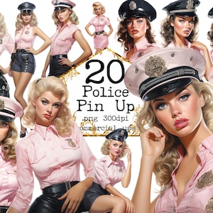 PNG Polizei Pin Up Clipart Bundle PNG Mode Mädchen Clipart Papier Handwerk Junk Journal Papier Handwerk Scrapbooking