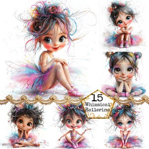 JPEG Cute Ballerina Girl Clipart Bundle Pink Fashion Girl Dancing Woman Clipart Download immediato Artigianato di carta Junk Journal Scrapbooking