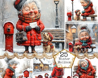 JPEG Watercolor Drinking Granny Clipart Bundle New Years Eve ...