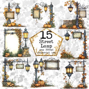PNG Cartello stradale su un lampione Clipart Bundle Lampione Lavagna bianca Lavagna Download immediato Artigianato di carta Diario di scarto Scrapbooking