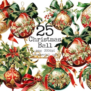 PNG Christmas balls Clipart Bundle Christmas Ornament Clipart Instant Download Christmas Bundle Commercial Use Gold Glitter Christmas Ball