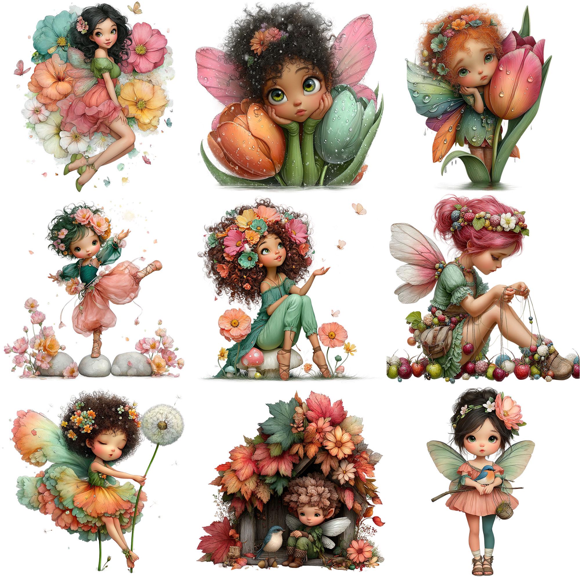 Garden Fairy - Watercolor Clipart Bundle PNG + JPEG Format Paper Crafts ...