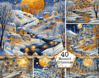 JPEG Magical Winter Views Backgrounds Fantasy Pages Digital Paper winter graphics Instant Download Paper Crafts Junk Journal Scrapbooking