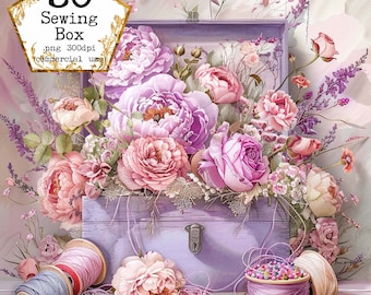 JPG Akwarela Szycie Clipart JPEG Pudełka do szycia Clipart Natychmiastowe pobieranie Shabby Chic Natychmiastowe pobieranie Papierowe rzemiosło Dziennik śmieci Scrapbooking