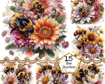 JPEG Bumblebee Clipart Bumble bee clipart, Watercolor bumblebee Commercial Use Instant Download Paper Crafts Junk Journal Scrapbooking