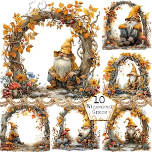 JPEG Overgrown Arch with a Gnome and Mushrooms Clipart Bundle JPEG Woodland Clipart Instant Download Paper Crafts Junk Journal Scrapbooking