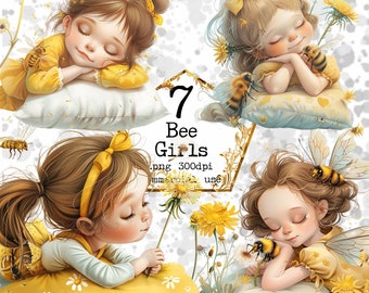 PNG Queen Bee Clipart Bundle PNG Little Girl Clipart Commercial Use Spring Clipart Instant Download Paper Crafts Junk Journal Scrapbooking