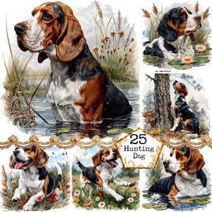 JPEG jachthond clipartbundel JPEG Treeing Walker Coonhound sublimatie commerciële Instant Download papier ambachten ongewenste dagboek scrapbooking