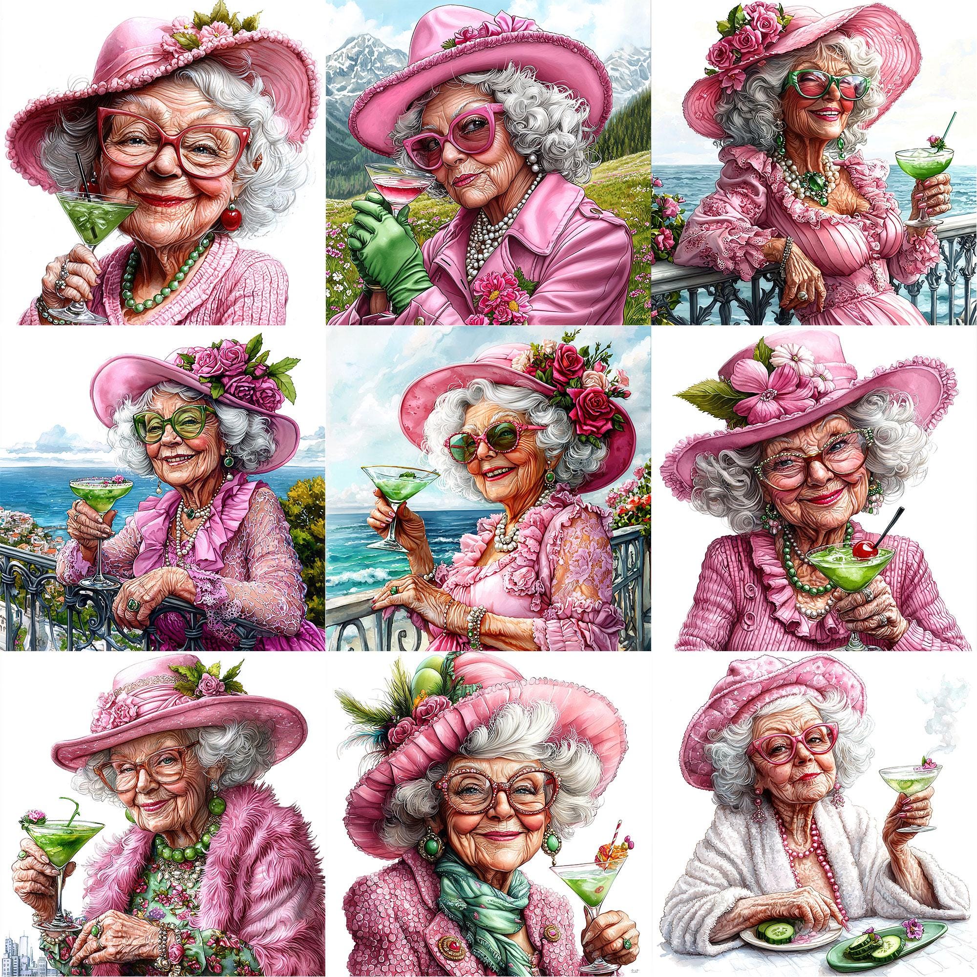 JPEG Watercolor Elegant Lady Drinking Coctail Clipart Bundle Summer ...