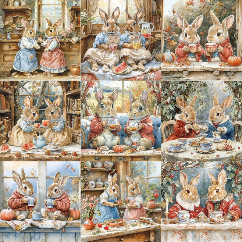 Fancy Rabbit Colors JPEG Watercolor Fancy Rabbit Clipart Bundle JPEG Commercial Use Instant ...