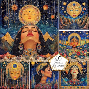 JPEG Fantasy Cosmic Empress Illustration Queen Art Goddess Graphics Instant Download Paper Crafts Junk Journal Scrapbooking