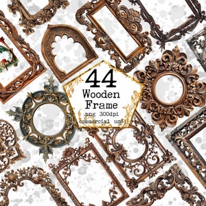 Marcos de madera antiguos Clipart varios marcos en forma Clipart paquete Vintage marcos victorianos Clipart papel artesanías diario basura Scrapbooking