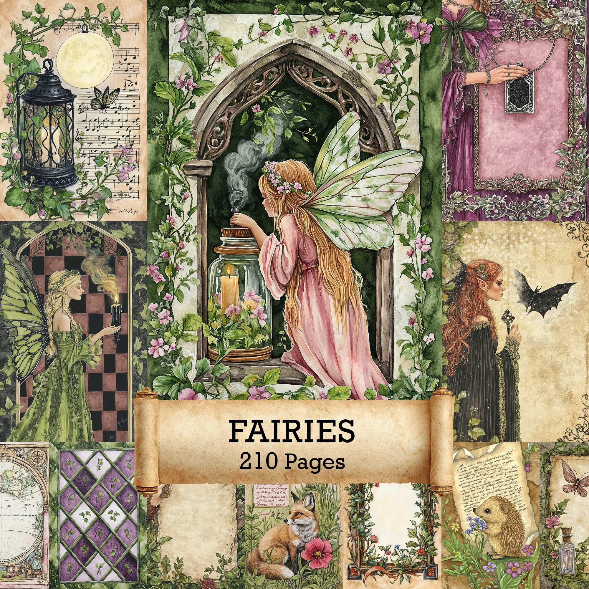 210 Vintage Fairy Junk Journal Kit, Enchanted Forest Printable Pages ...