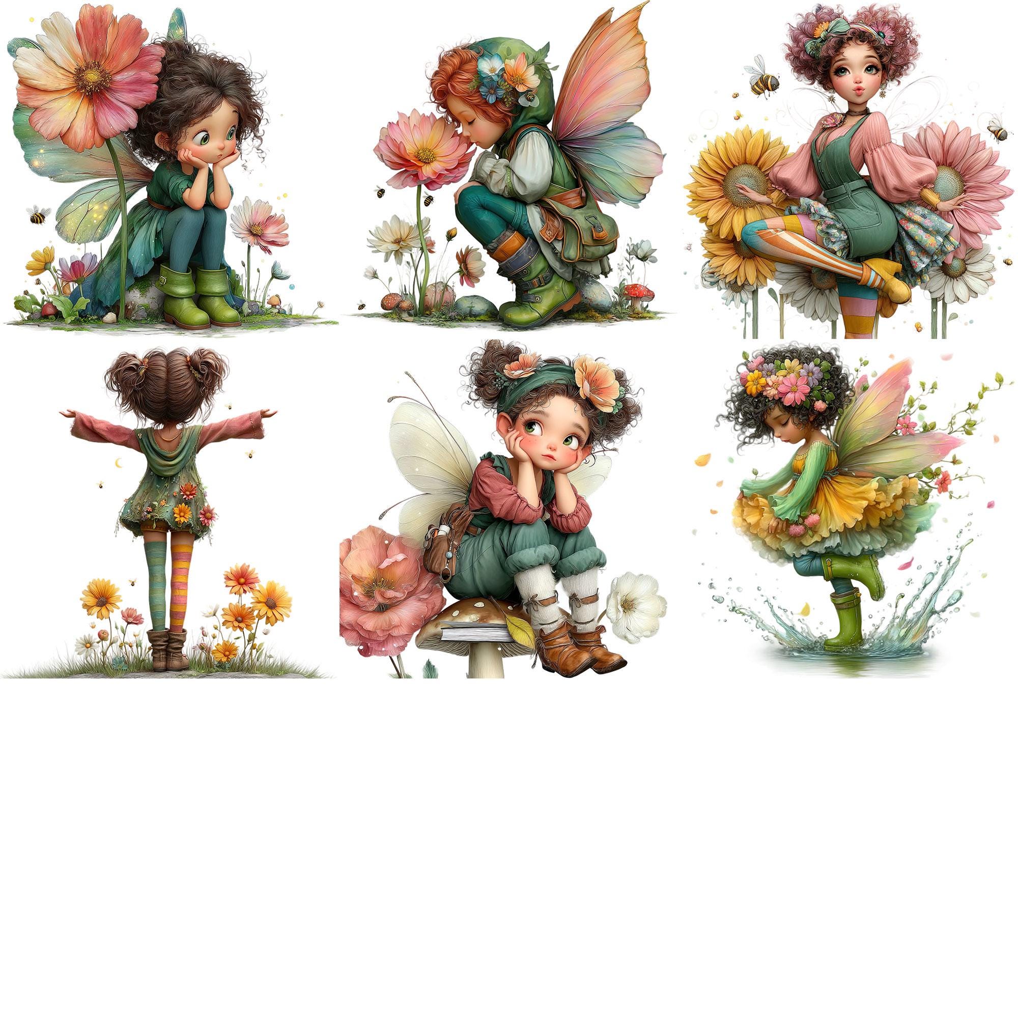 Garden Fairy - Watercolor Clipart Bundle PNG + JPEG Format Paper Crafts ...