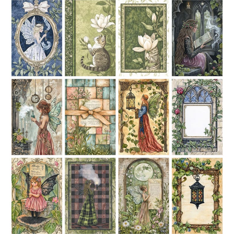 210 Vintage Fairy Junk Journal Kit, Enchanted Forest Printable Pages ...