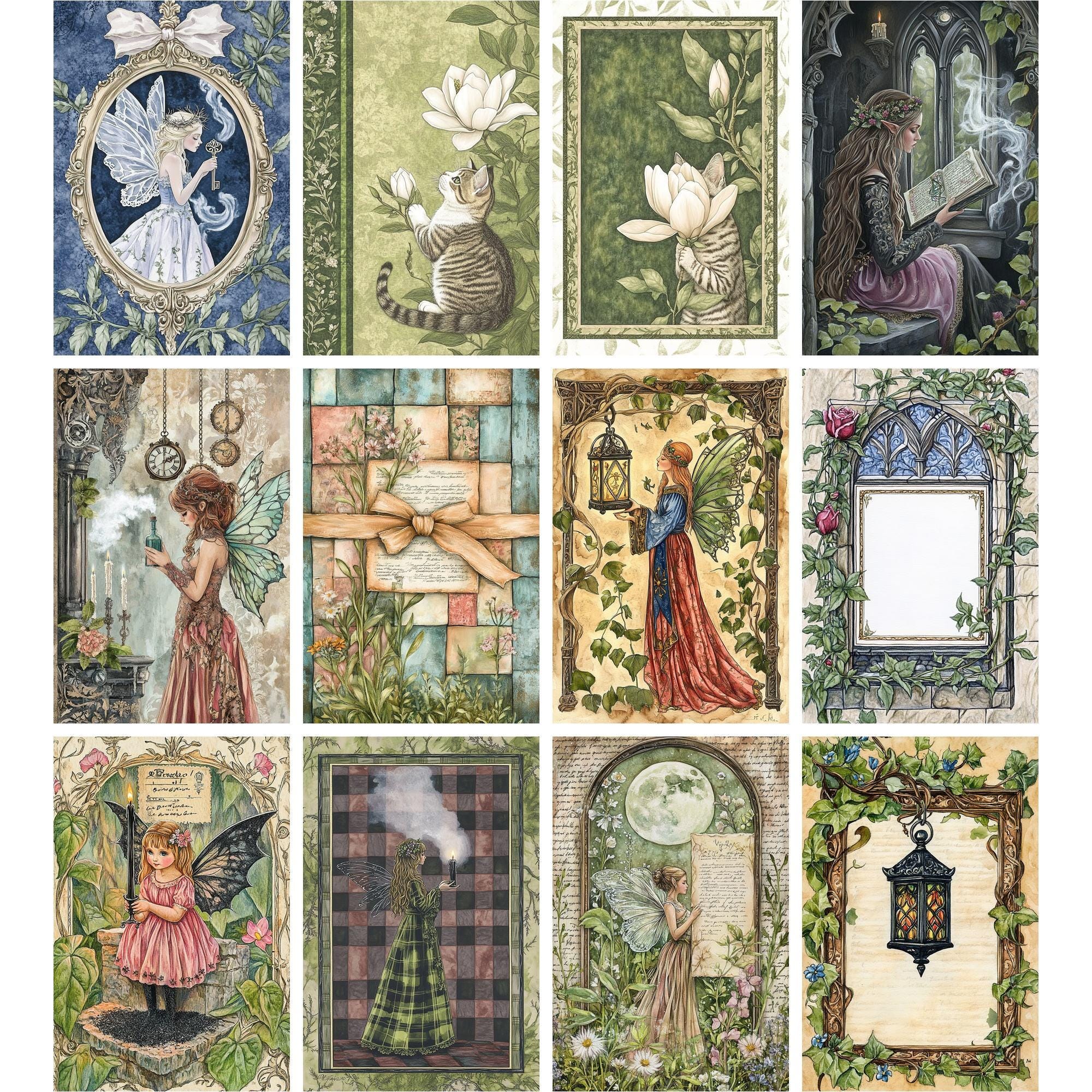 210 Vintage Fairy Junk Journal Kit, Enchanted Forest Printable Pages ...
