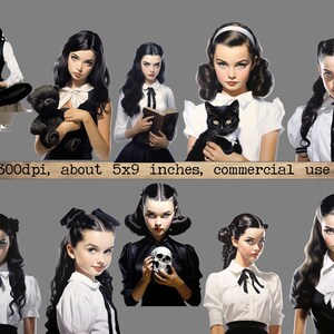 Goth Girl Clipart Bundle, Transparent PNG, Gothic Fashion Girl, Skulls, Potions, Wiccan PNG Scrapbook Junk Journal Paper Crafts Scrapbooking image 2