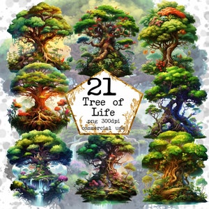 Ensemble de cliparts PNG aquarelle arbre de vie Clipart mystique Clipart magique PNG Téléchargement instantané Papier Artisanat indésirable Journal Scrapbooking