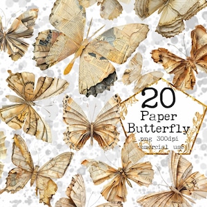 PNG Papel Borboleta Clipart Pacote Transparente PNG Borboleta PNG Uso Comercial Papel Artesanato Junk Journal Scrapbooking Download Digital